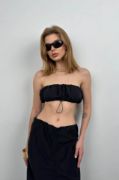 Lastik Detay Straplez Crop resmi